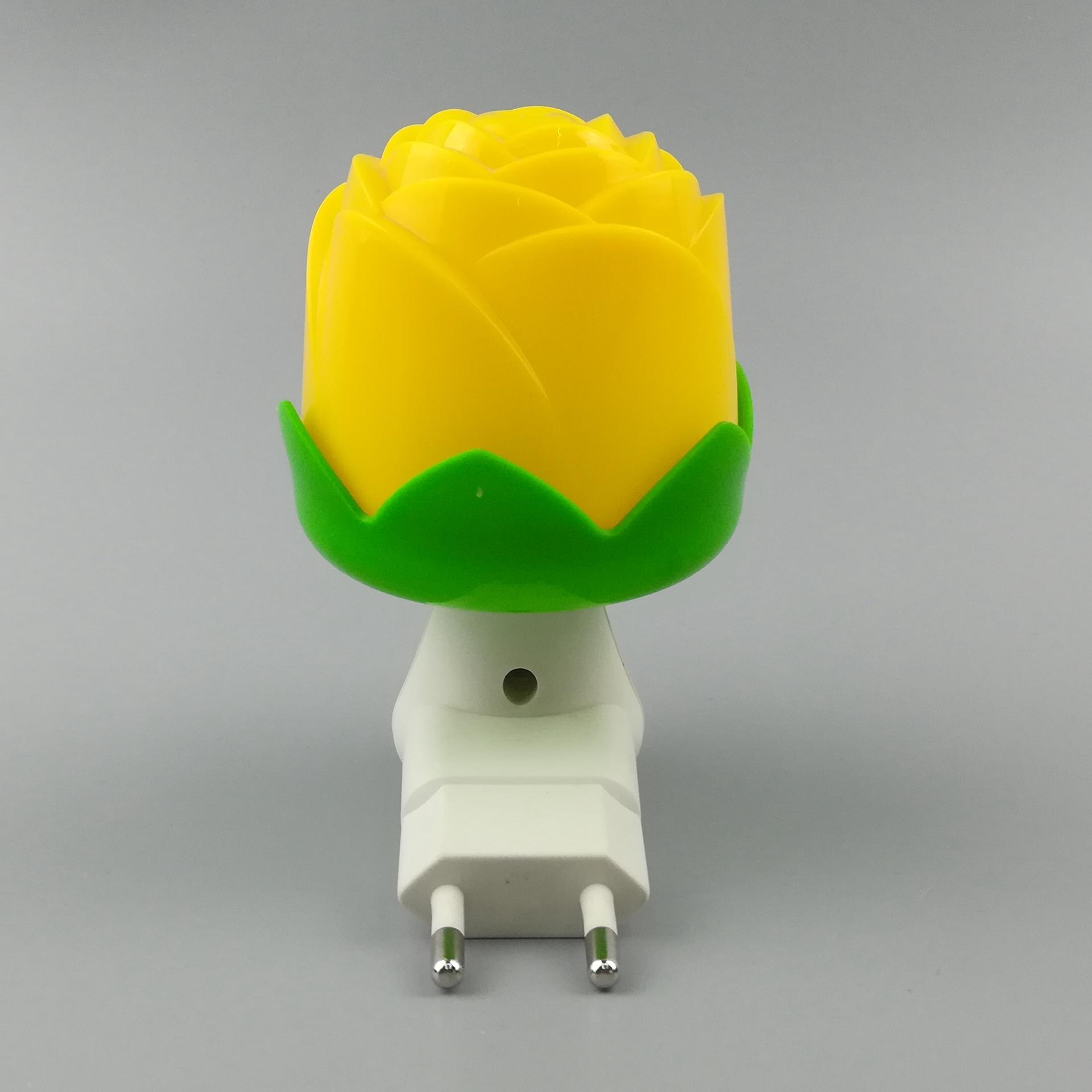 Flower rose shape 3 SMD mini switch sensor plug in night light with 0.6W AC 110V or 220V W042