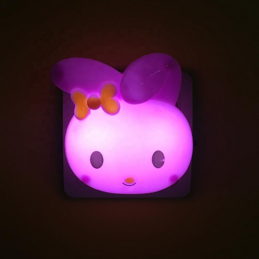 W082 4SMD mini switch plug in rabbit cute ears night light For Baby Bedroom cute gift wall decoration