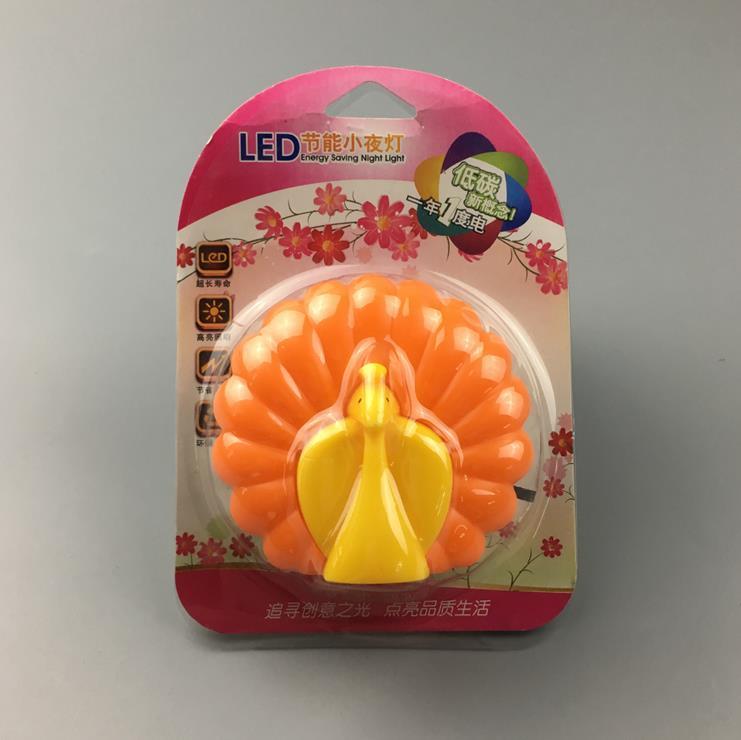 W115 The peacock lamp switch plug in led night light For Baby Bedroom wall decoration