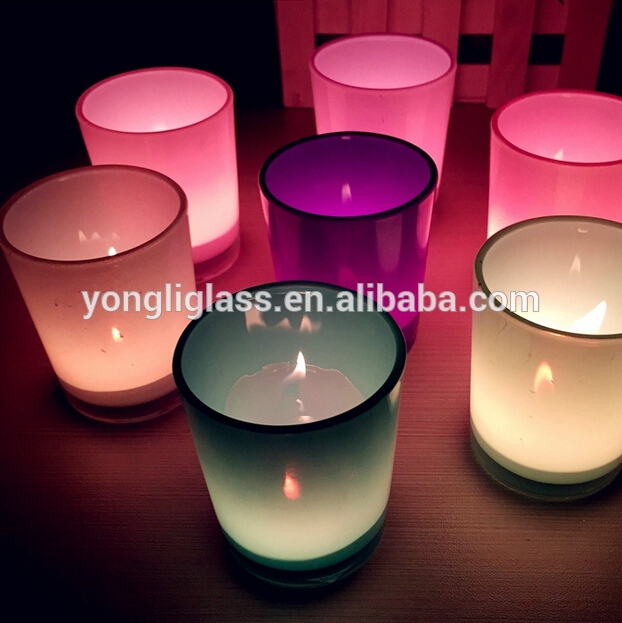 New product high quality Christmas glass candlestick, color clear glass candle cup, mini votive candle holders