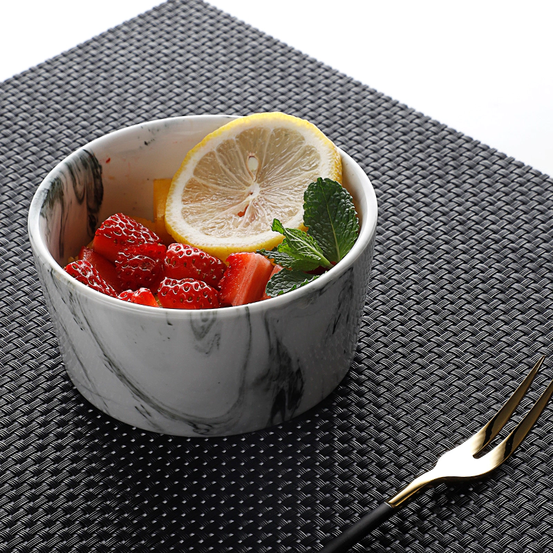 Hot Sale Marble Salad Bowl, Ceramic Slanted Bowl, High Quality Customize Restaurant Ceramic Bowl Custom