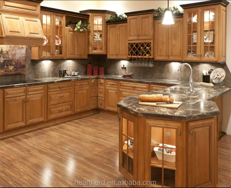 American Style Kitchen Storage Cupboard CabinetPrefab Storage Solid Wood Kitchen Cabinet Factory Custom Made