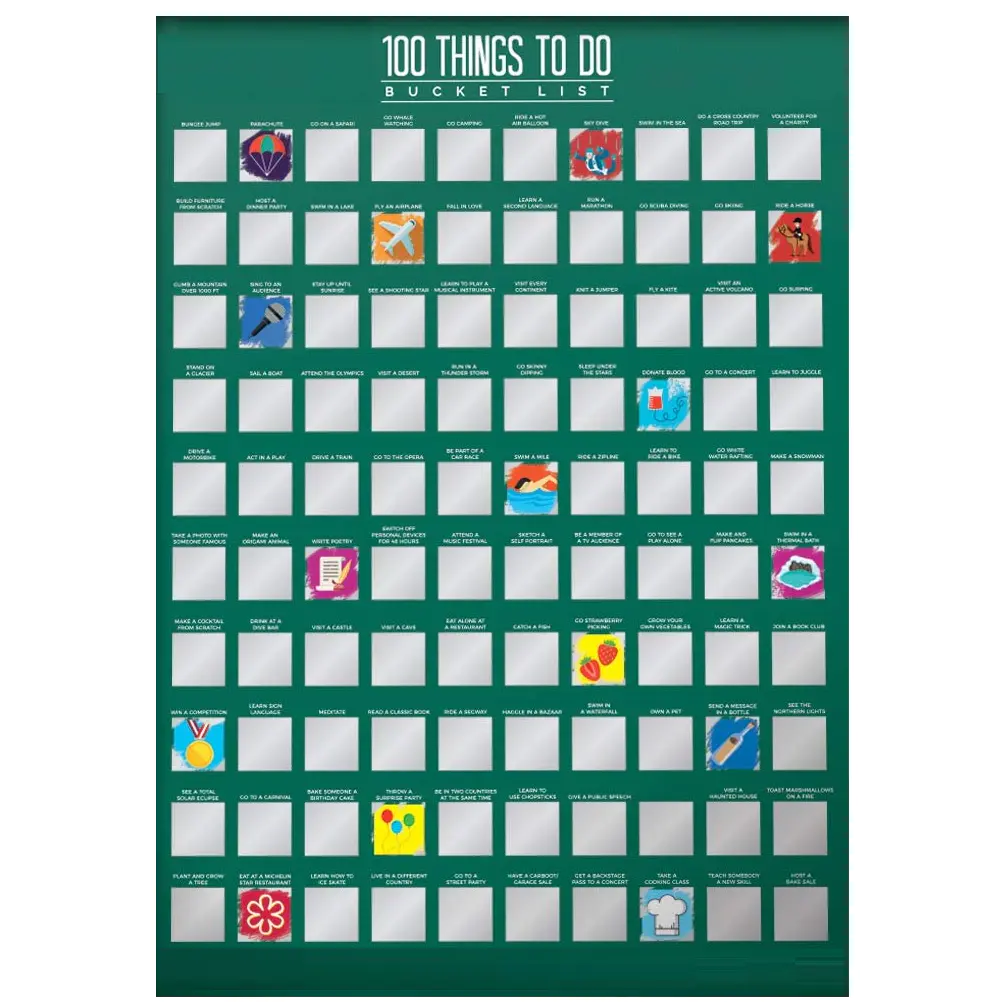 100 Things To Do Scratch Off Bucket List Motivational Posters For You
