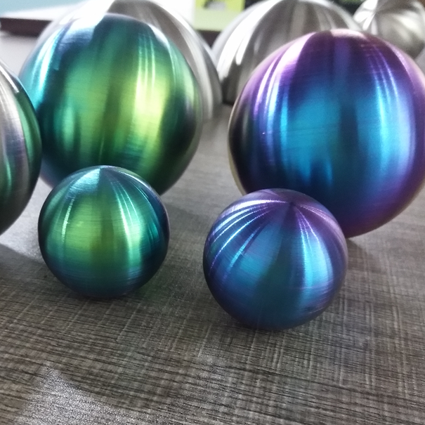 80MM Brushed Stainless Steel Hollow Ball Sphere Rainbow Color