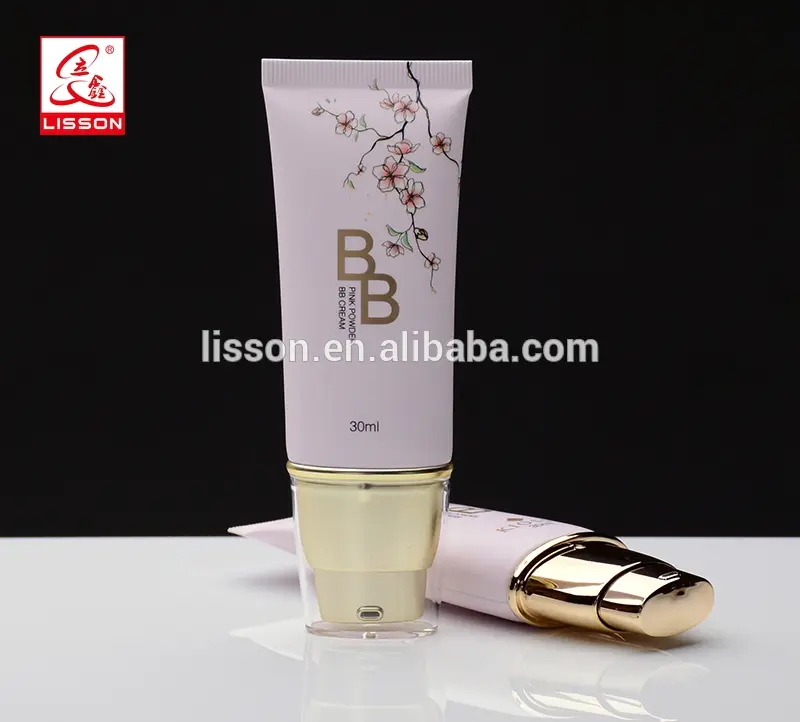 Cosmetic Plastic BB Cream Oval Tube With Metallized Pump Head
