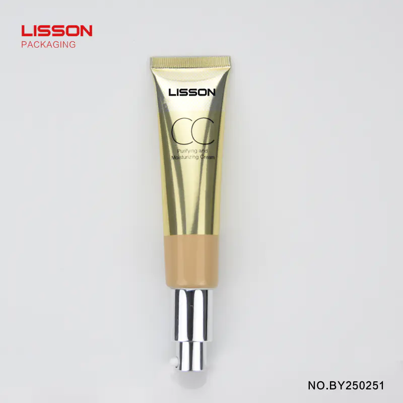 D25 40ml cosmeticpackaging tube with airless pump head and PP cap for make up