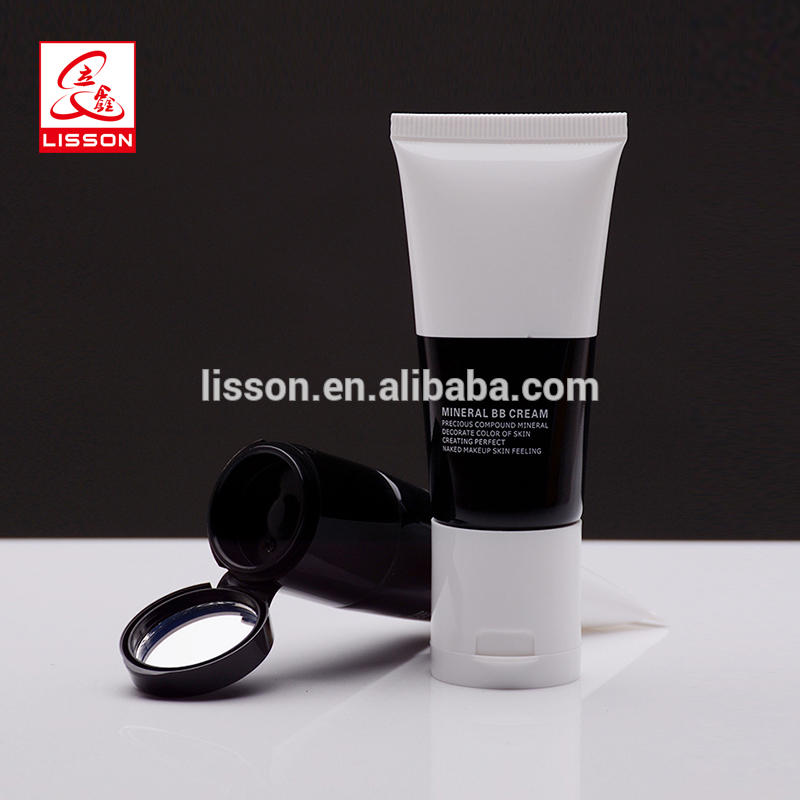 BB And CC Cream Cosmetic Packaging PBL Round Tube With Mirror Function Cap