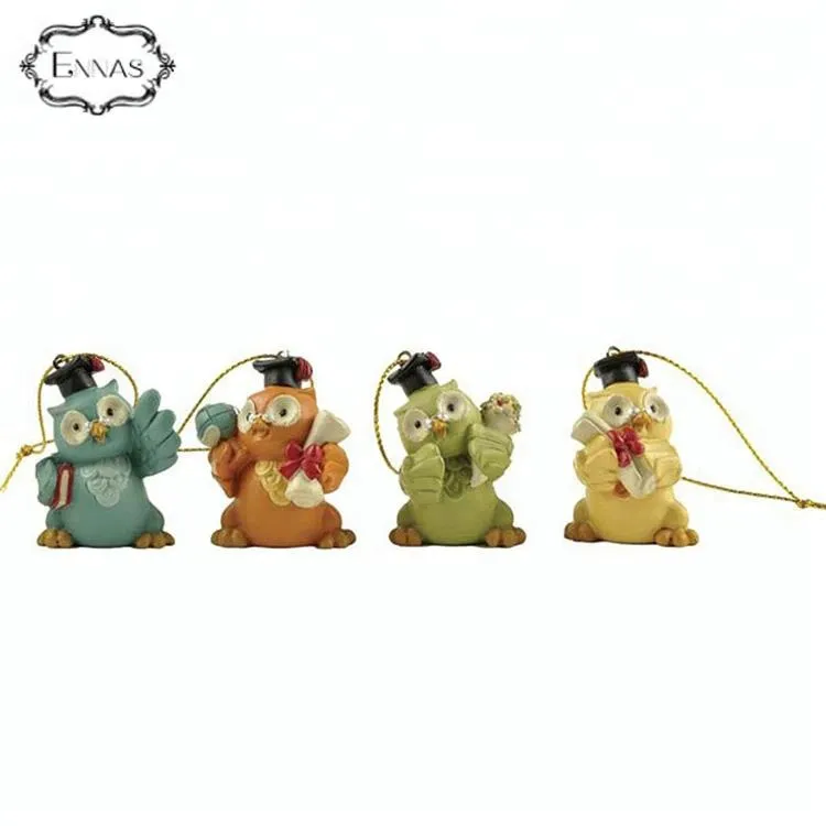 Best Selling Polyresin Mini Owls Ornaments College Graduation Gifts