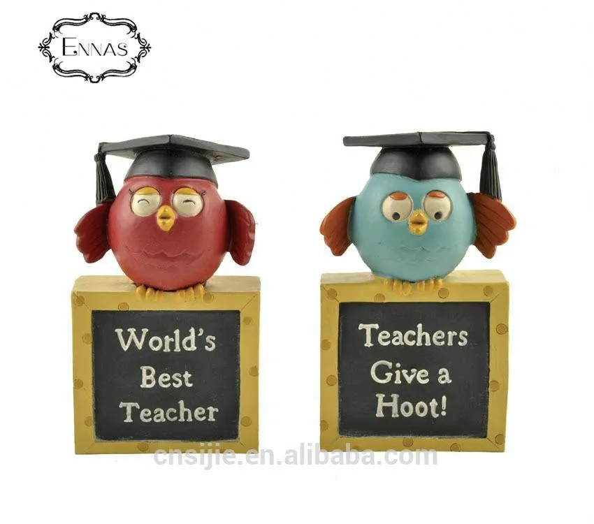 S/2 Resin Owl Figurines Teacher Plaques Graduation Gifts