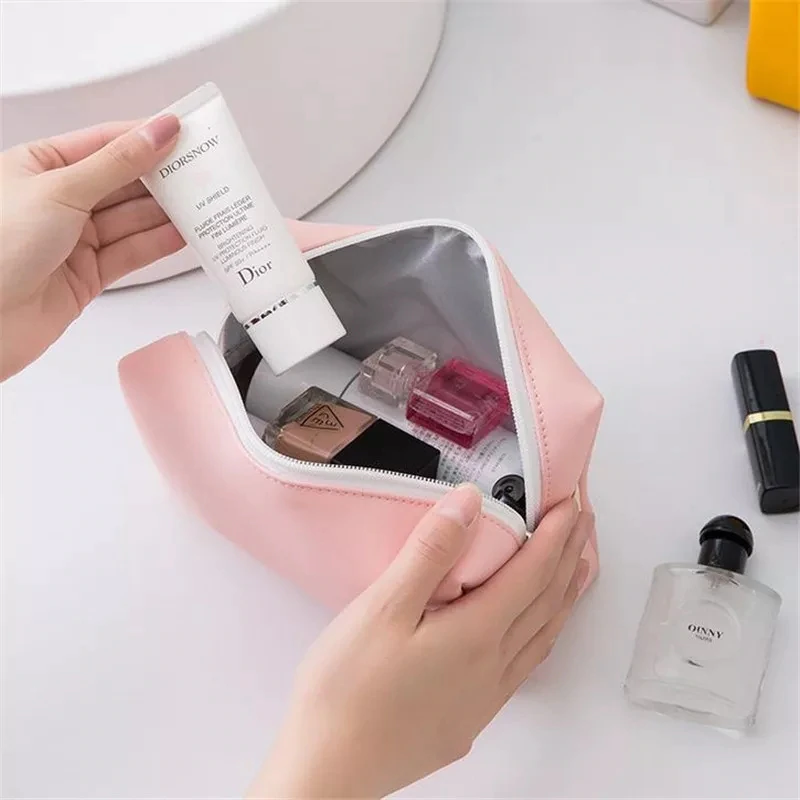 Women Travel Cosmetic Bag Waterproof Pu Cute Candy Colors Woman Makeup Bags Portable Toiletry Storage Bag Organizer Box Pocket