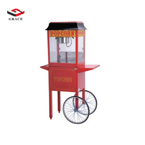 GRACE Full Size Red Carnival Style 8-oz Hot Oil Commercial Popcorn Machine with Cart