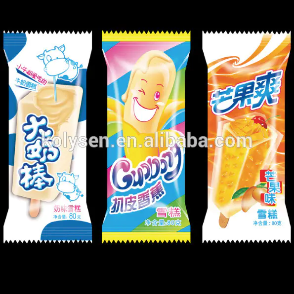 Printed transparent plastic bag/film for popsicle / ice cream packaging