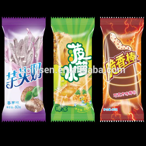 Printed transparent plastic bag/film for popsicle / ice cream packaging