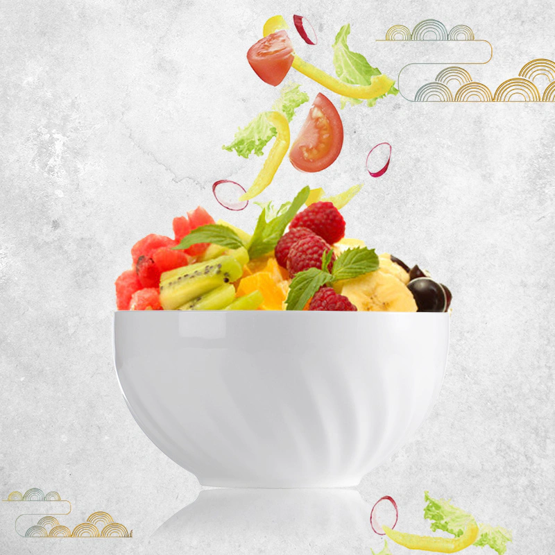 5 / 6.25 / 8.25 inch Ramen Bowl Ceramic , White Porcelain Salad Bowl, Crockery Dinnerware Sets&