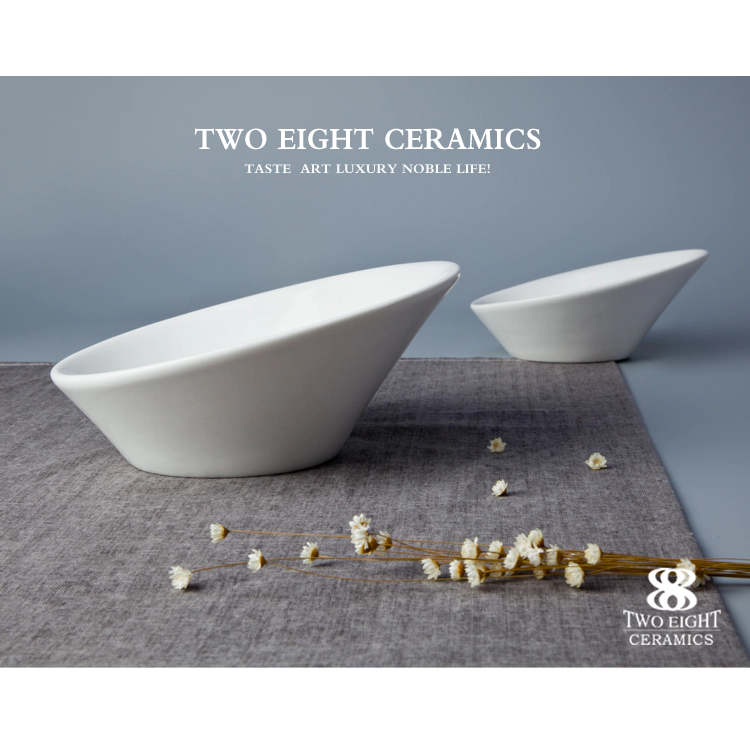 2018 wholesale hotel and restaurant oven safe ceramic slanted bowl ceramic serving bowl