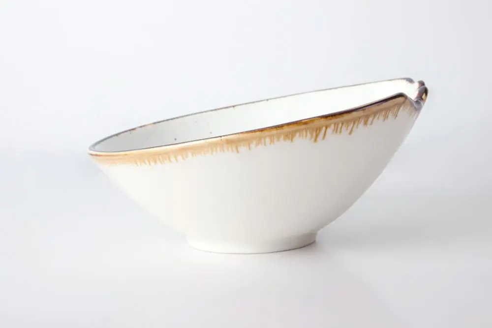 Chinese style color glazed catering restaurant ceramic pasta oblique bowl