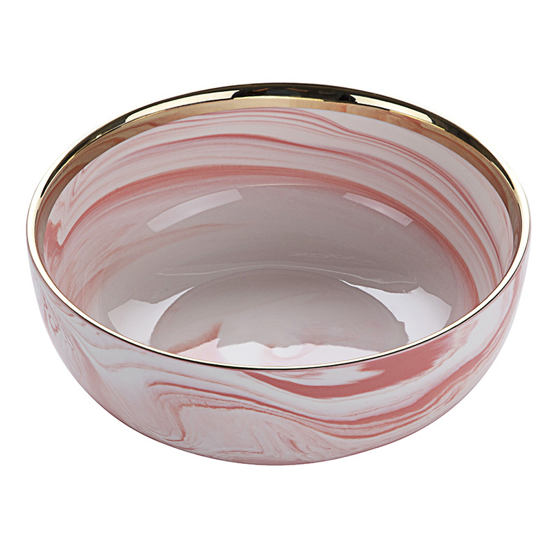 7.5 inch Deep Bowl for Hotel Kitchen Dinner Buffet Catering, Catering Crockery Marble Dinnerware Soup Bowl Ceramic&