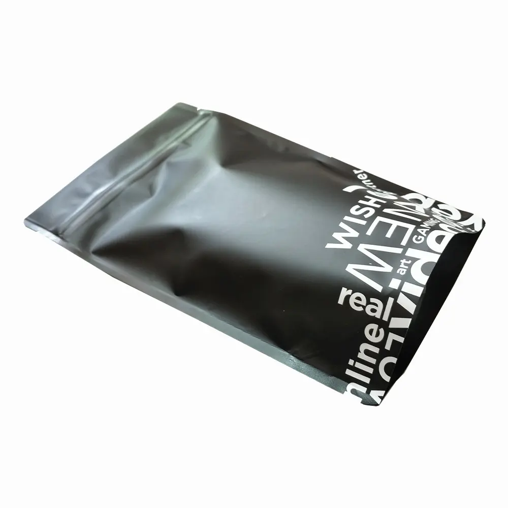 Custom Printed Matte Black Aluminum Foil Pouches Stand Up Packaging Bags Coffee Storage Mylar Zip Lock Pouch with Window