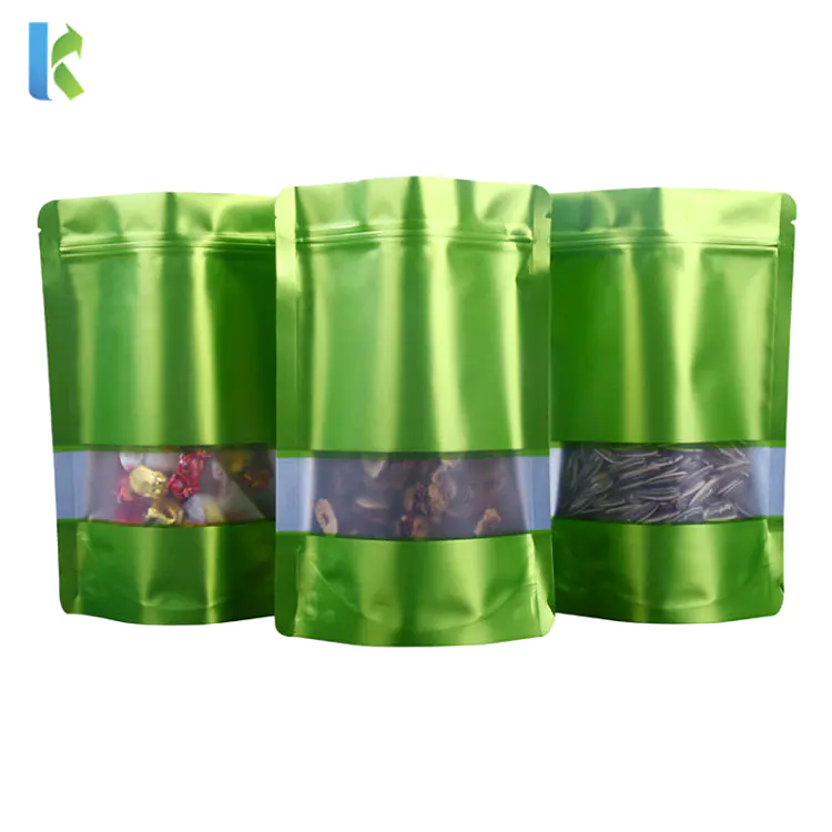 Colorful Doypack Aluminum Foil Plastic Package Bag Window Mylar Zipper Pouch for Food Storage