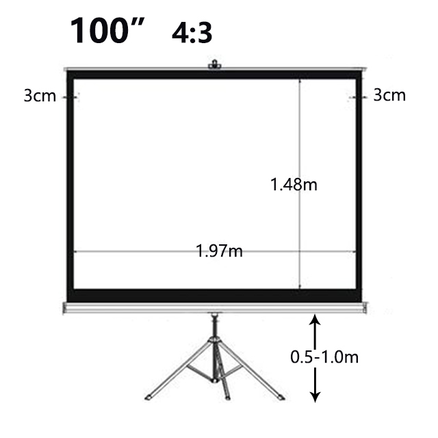 100 Inch Matte White Portable Tripod Stand Projection Screen