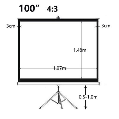 100 Inch Matte White Portable Tripod Stand Projection Screen