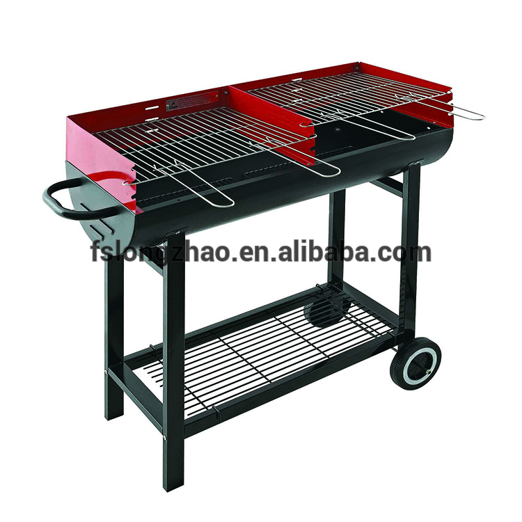 Trolley double sides outdoor charcoal bbq grill