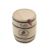 Wholesale unfinished empty wooden barrel packaging coffee tea natural color wood package jar