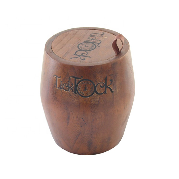 Custom unique design handcrafted nature solid wood mini coffee tea packaging barrel