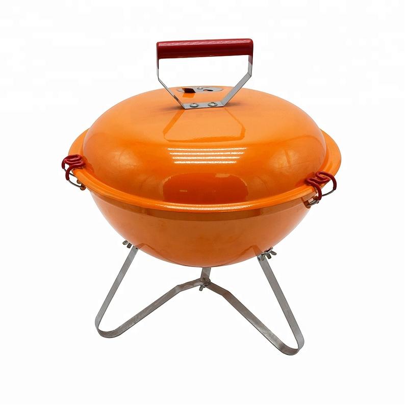 Portable BBQ round cast iron charcoal grill mini kettle tabletop bbq grill