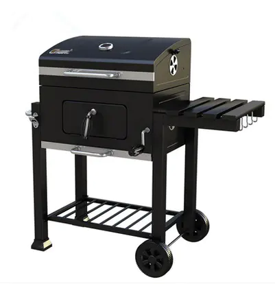 Deluxe Design of Wood Pellet Charcoal Grills BBQ Grills with a Trolley Cart for Outdoor Cooking