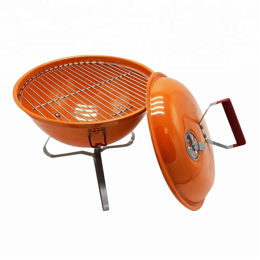 Portable BBQ round cast iron charcoal grill mini kettle tabletop bbq grill