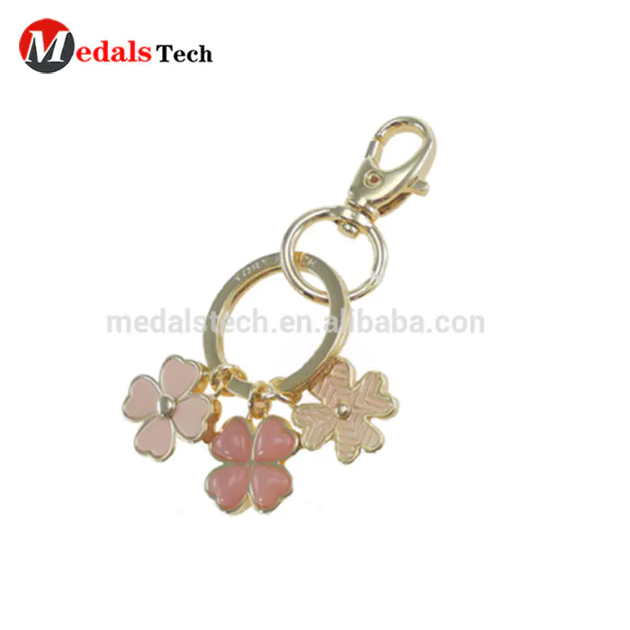 Colorful enamel custom design flower charm novelty keychains/keyrings metal