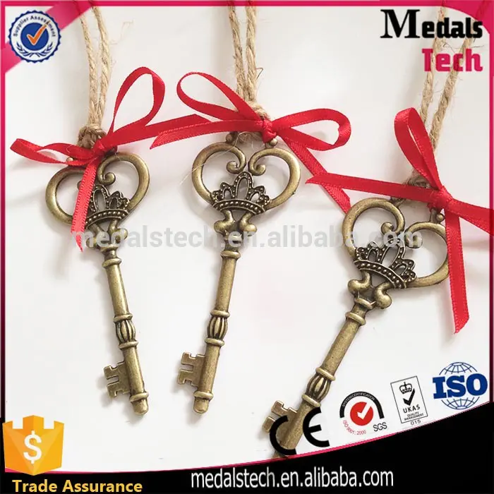 OEM customer designs promotion bulk antique silver magic christmas key with bottle opener