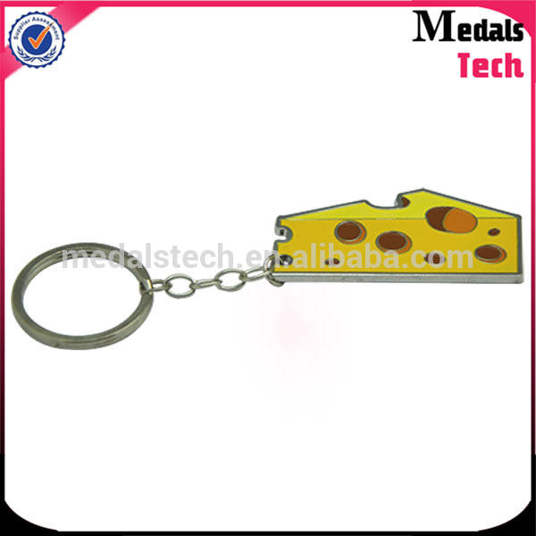 Funny cute cheese shape hard enamel iron material detachable keychains for kinds