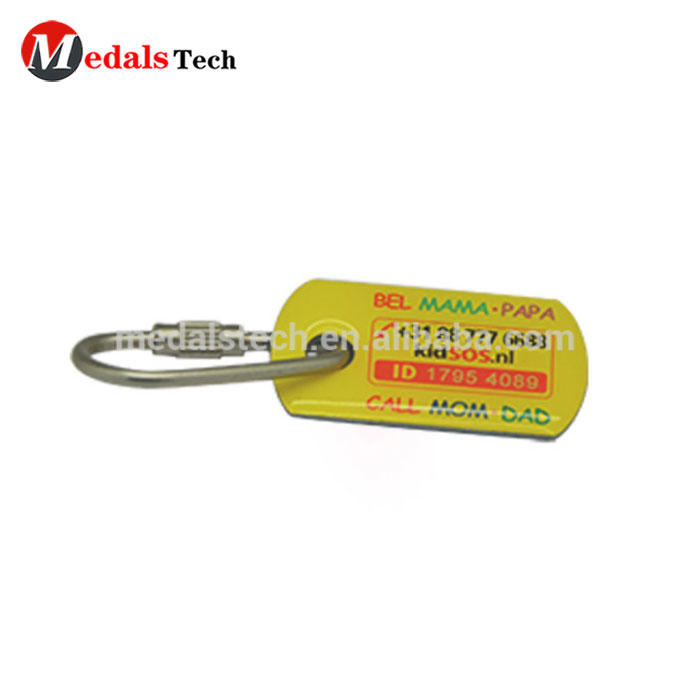 Popular USA style sticker epoxy dog tag keychain with 25mm keyring