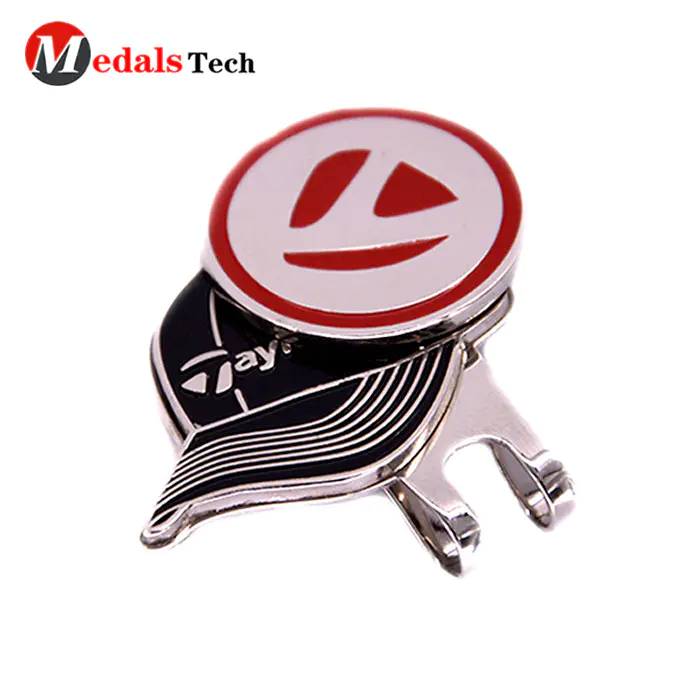 Promotional custom logo metal silver magnet pocket clubgolf cap clip