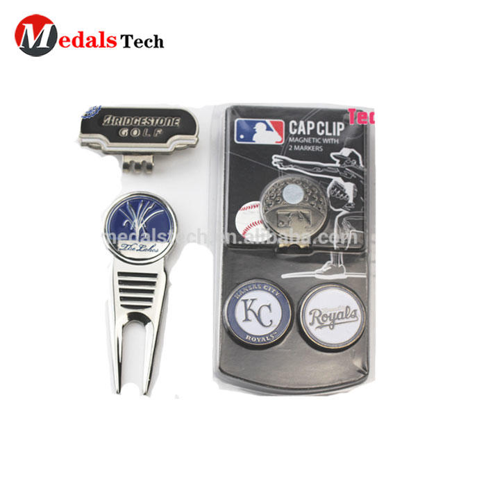 MTDT009 Wholesale Sports Hot Set Design Golf Divot Tool/Pitch Fork and Ball Marker for Golf Club