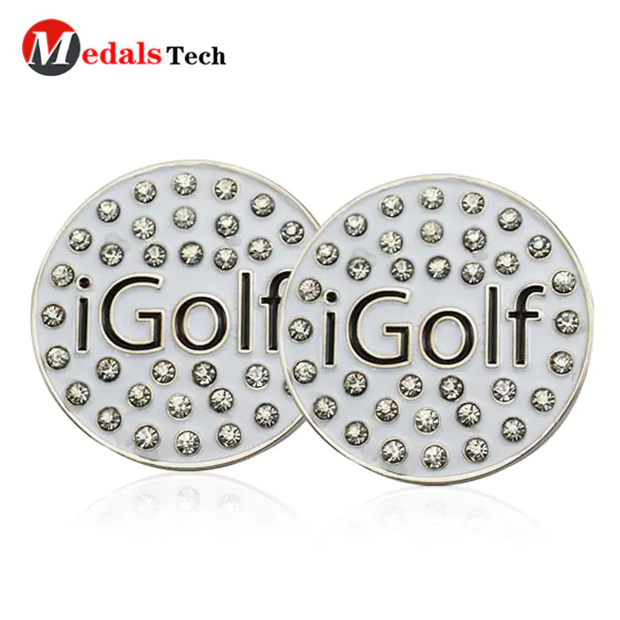Low price custom rhinestone star logo metal golf ball marker holder