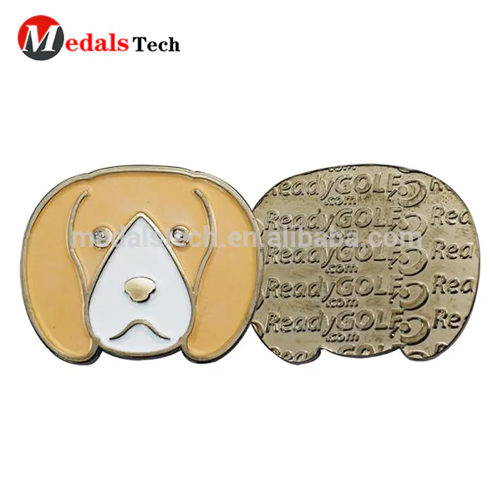 Wholesale custom good quality round embossed metal magnetic hat clip golf ball marker