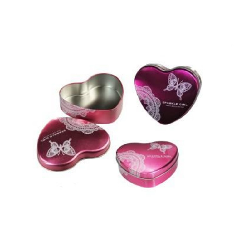 Glossy heart shape small wedding jewelry tinbox metal sweet chocolatepackaging box