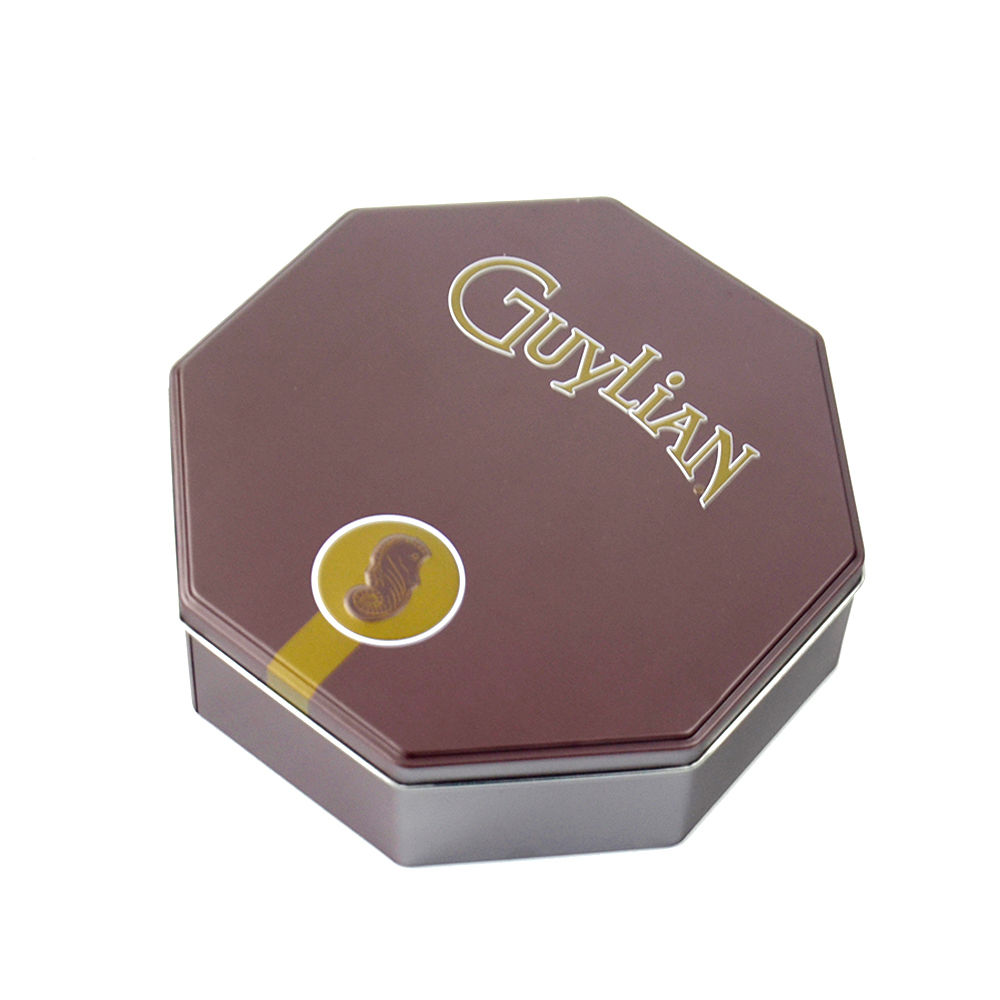 Octagonal Eco-friendly cheap gift biscuit candy box tea coffee tin Octagon shape creative vintage metal package Tin box