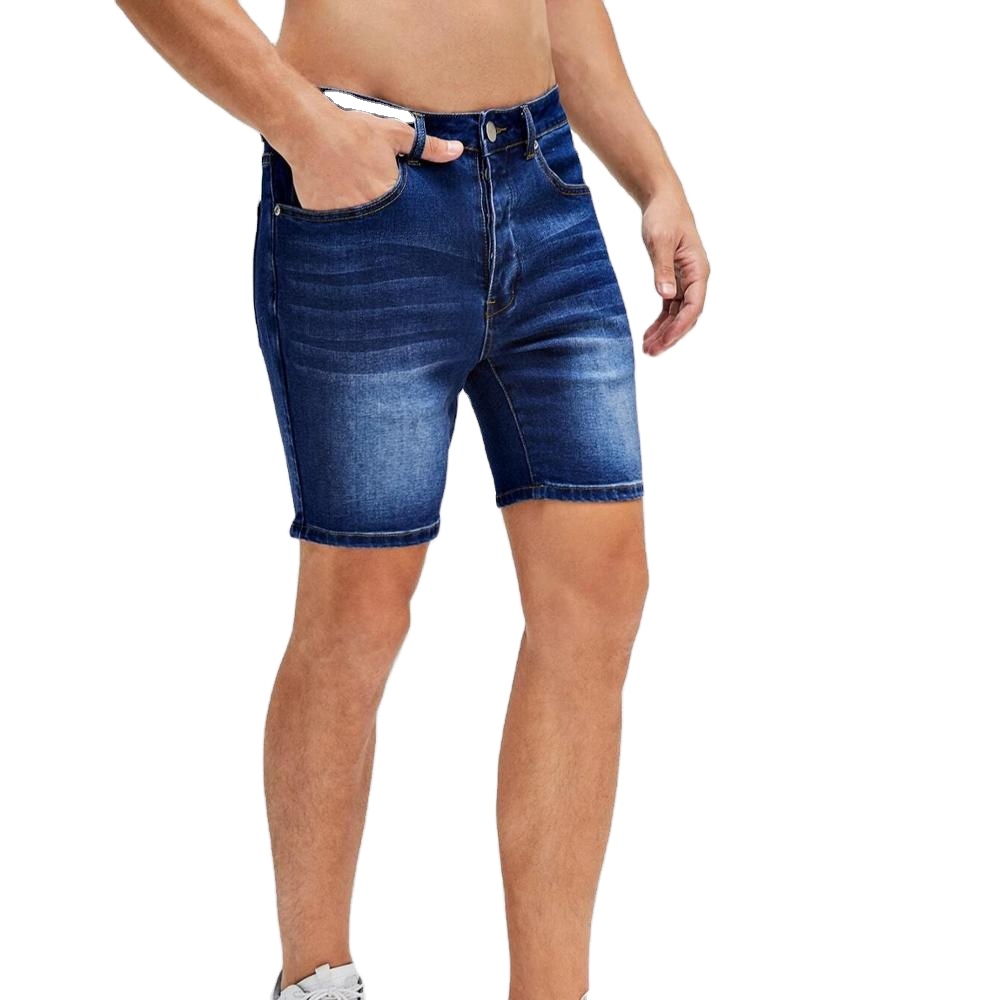 Men's high quality dark blue summer denim shorts