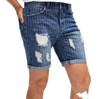Wholesale washed denim clothing men's regular-fit mid-blue denim shorts