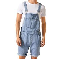 2020 Summer Fashion Men's Ripped Jeans Jumpsuits Shorts Distressed Denim Bib Overalls Mens Casual Suspender Pant