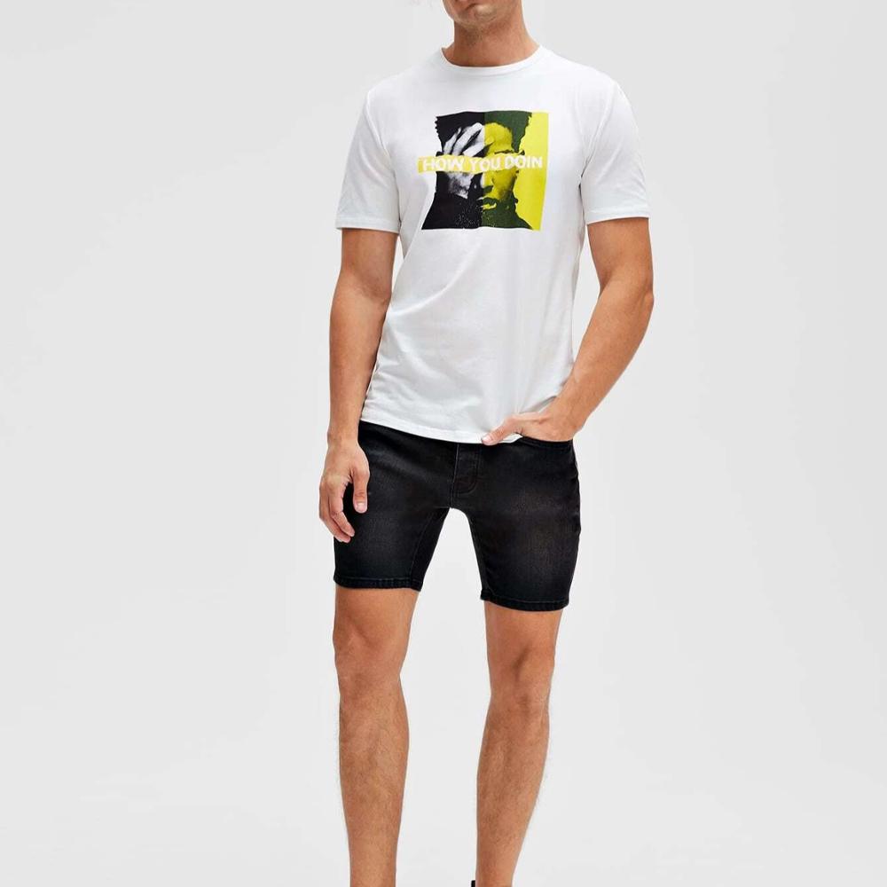 Factory wholesale custom men's skinny denim shorts men's black denim shorts