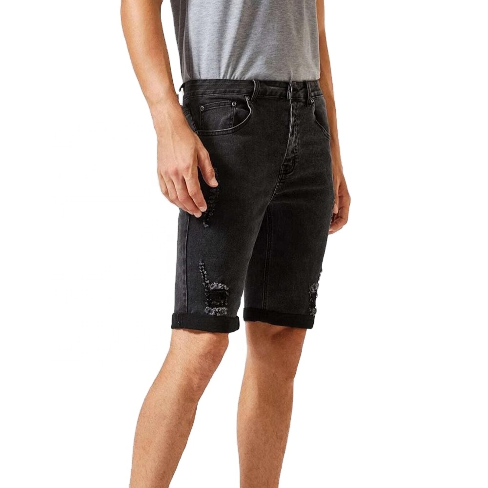 2020 denim clothing factory black fashion men's shorts skinny jeans casual stylish shorts