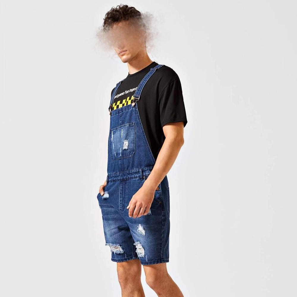 Wholesale fashion boy men's tight casual blue shorts jumpsuit denim shorts for men