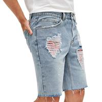 outdoor wearing men jogger jean shorts motorcycle & biker ripped denim shorts