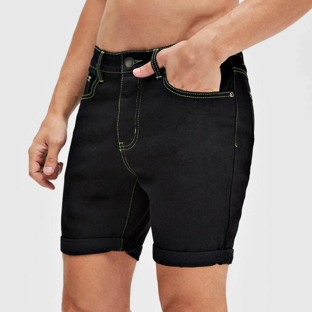 Factory Fashion Summer Half Pants Ripped Casual Jeans Black Men Denim Shorts