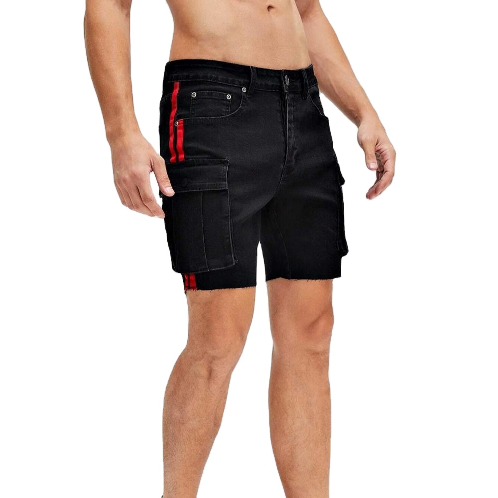 Customized wholesale half pants pocket black denim shorts